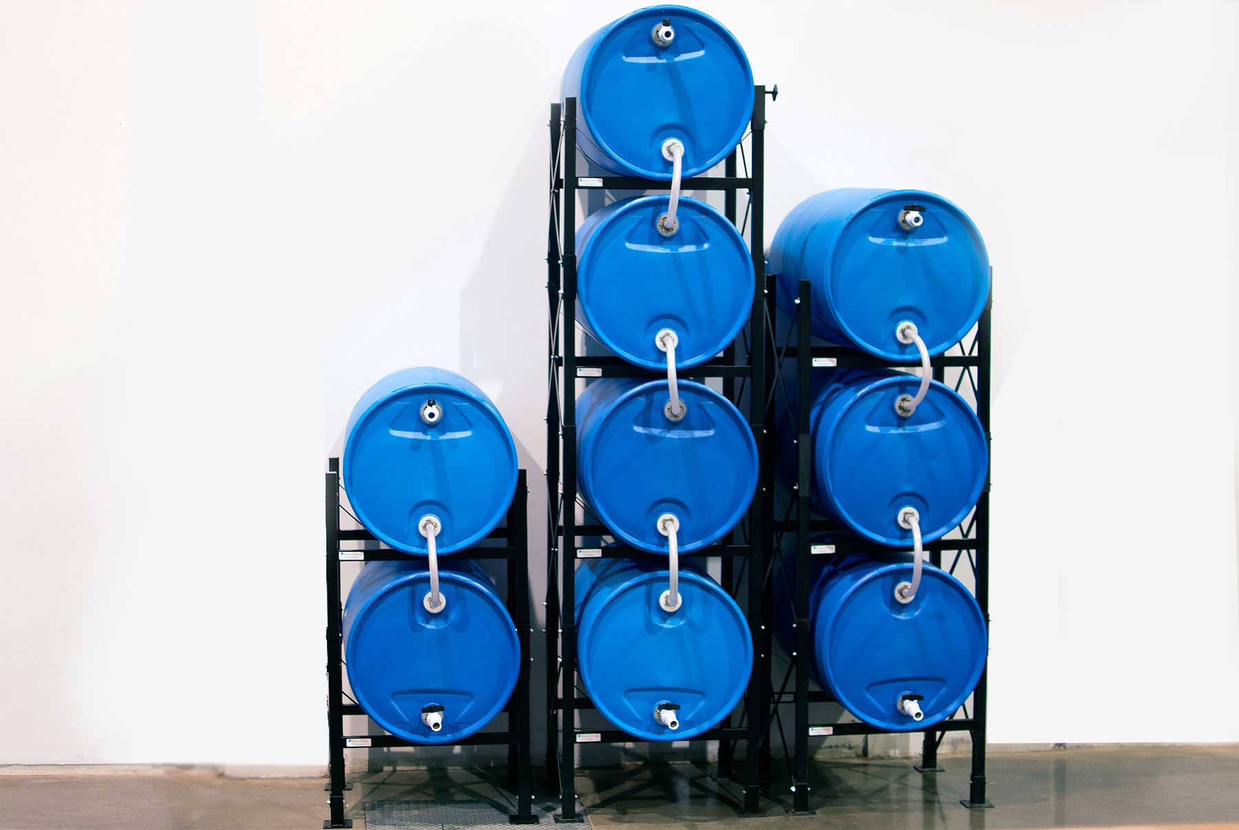 Multiple rack of the Titan Ready USA Water Storage System